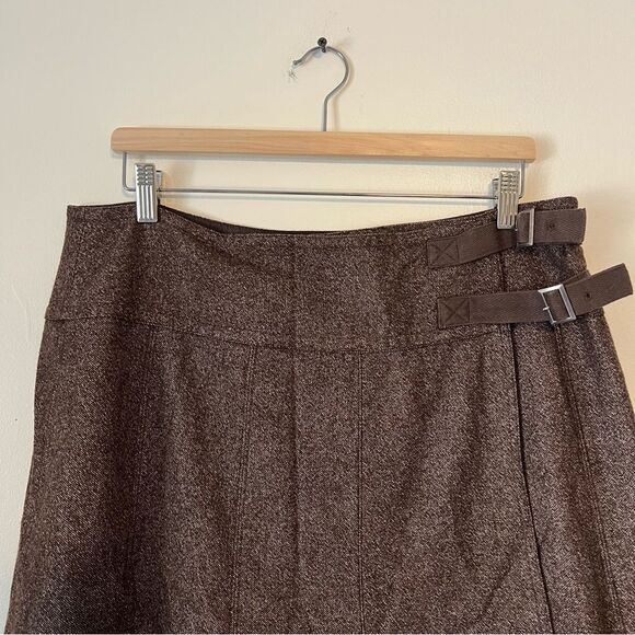 Sundance Brown Wool Wrap Mini Skirt Size 16 A-line Academia - Picture 3 of 8